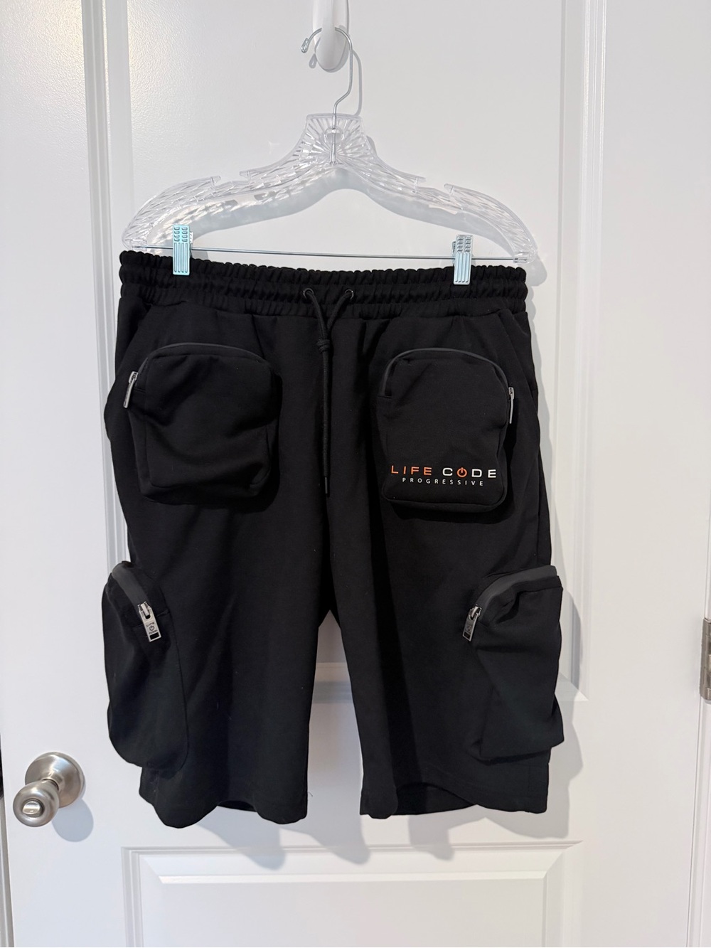 Black Men's Cargo Shorts with Utility Pockets
